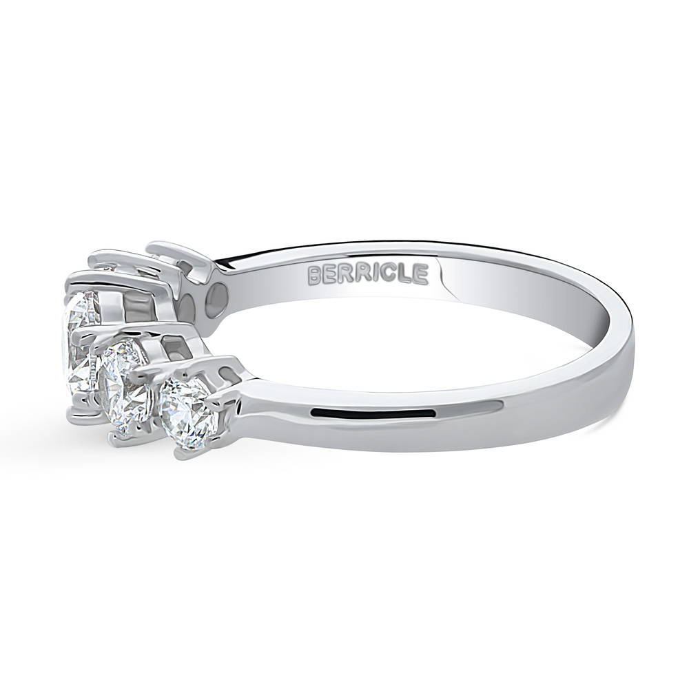 Angle view of 5-Stone CZ Ring in Sterling Silver, 5 of 8