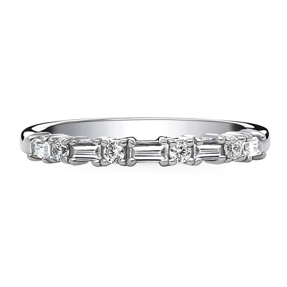 Art Deco CZ Half Eternity Ring in Sterling Silver