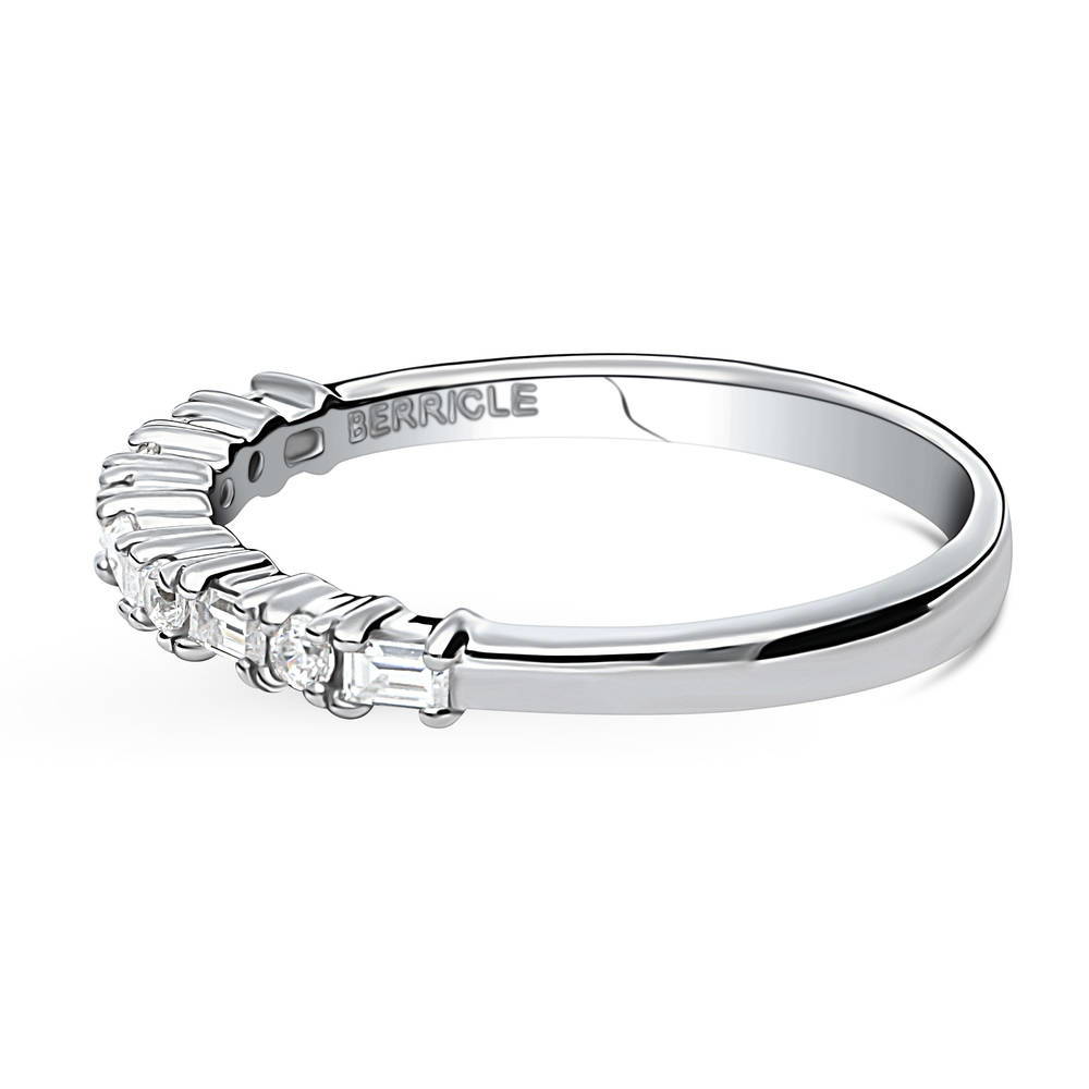 Angle view of Art Deco CZ Half Eternity Ring in Sterling Silver, 4 of 9