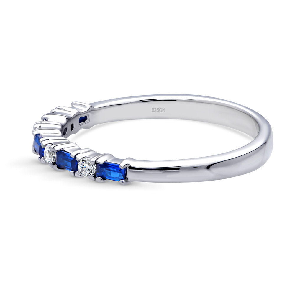 Angle view of Art Deco CZ Half Eternity Ring in Sterling Silver, 5 of 8