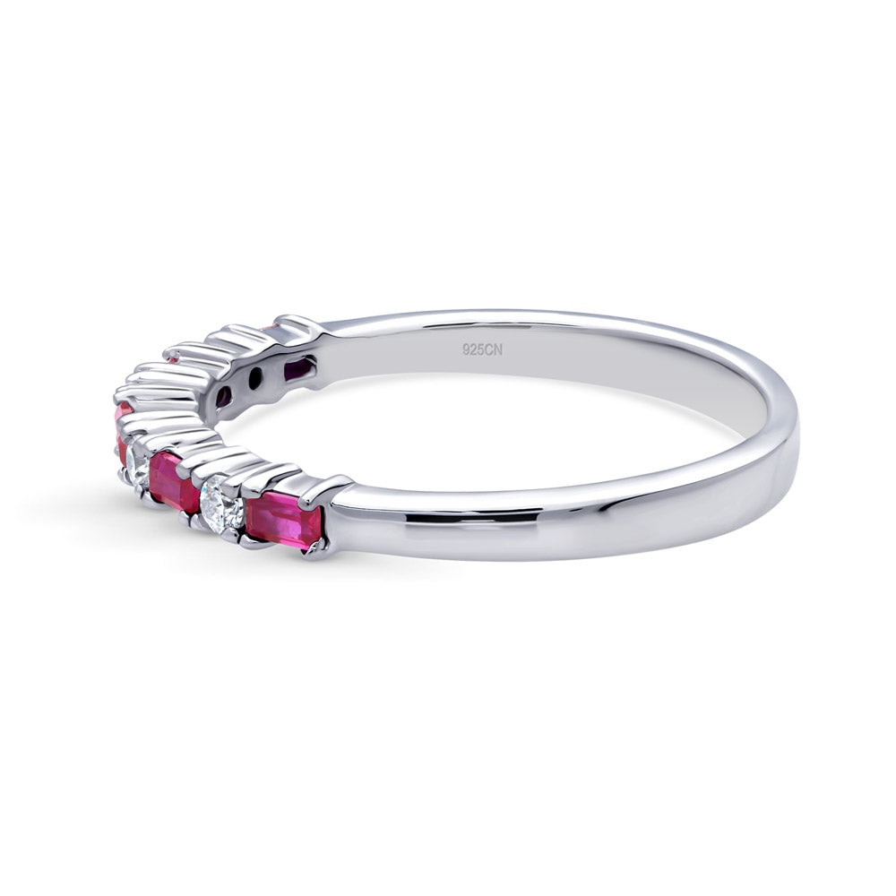 Angle view of Art Deco CZ Half Eternity Ring in Sterling Silver, 5 of 9