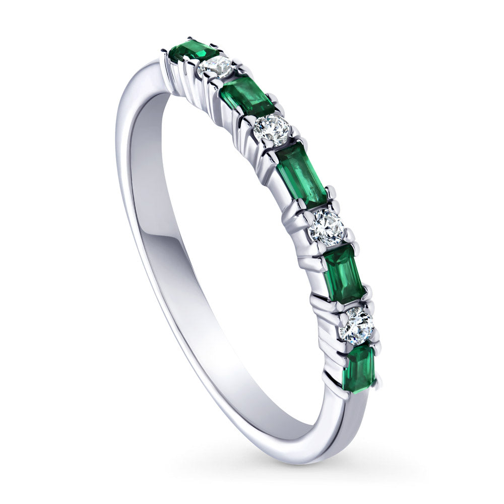 Art Deco CZ Half Eternity Ring in Sterling Silver