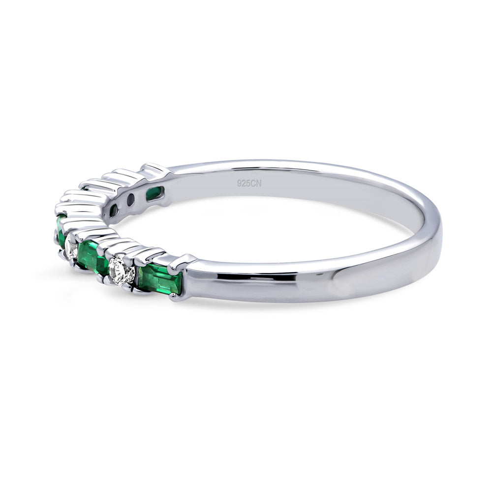 Art Deco CZ Half Eternity Ring in Sterling Silver