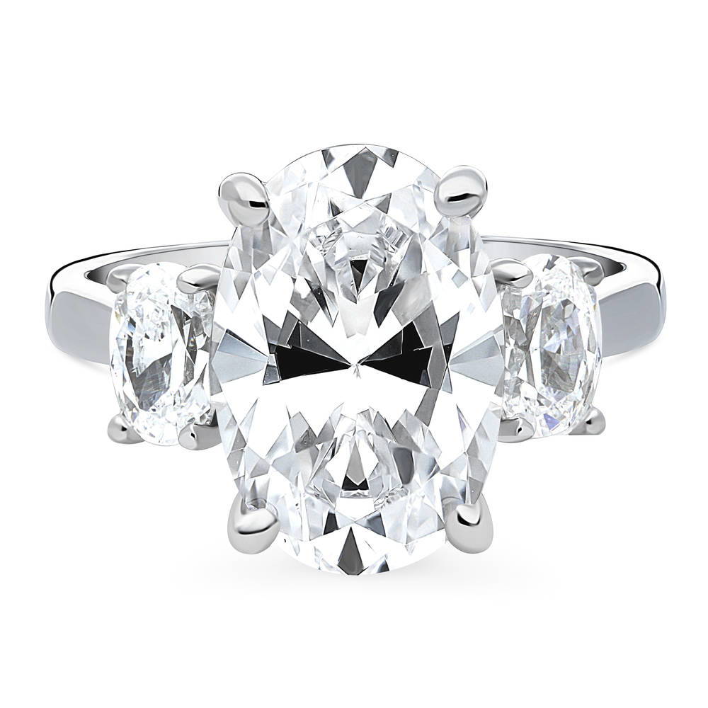 3-Stone Oval CZ Statement Ring in Sterling Silver, 1 of 13