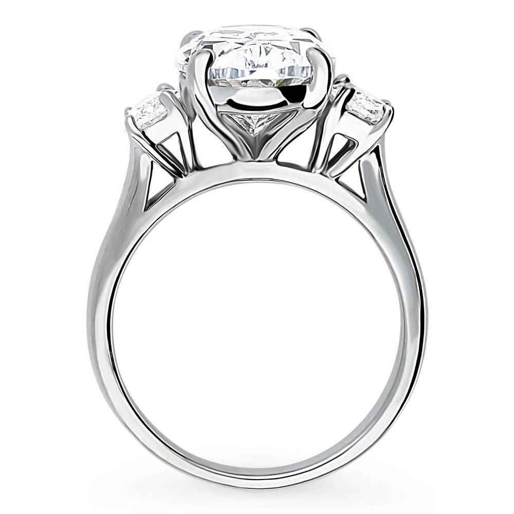 Alternate view of 3-Stone Oval CZ Statement Ring in Sterling Silver, 8 of 13