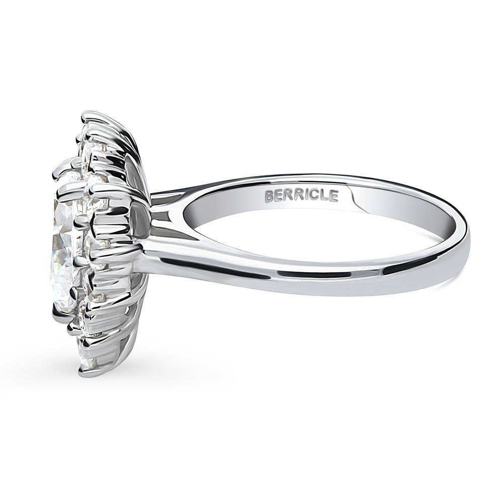 Angle view of Halo Pear CZ Statement Ring in Sterling Silver, 5 of 12