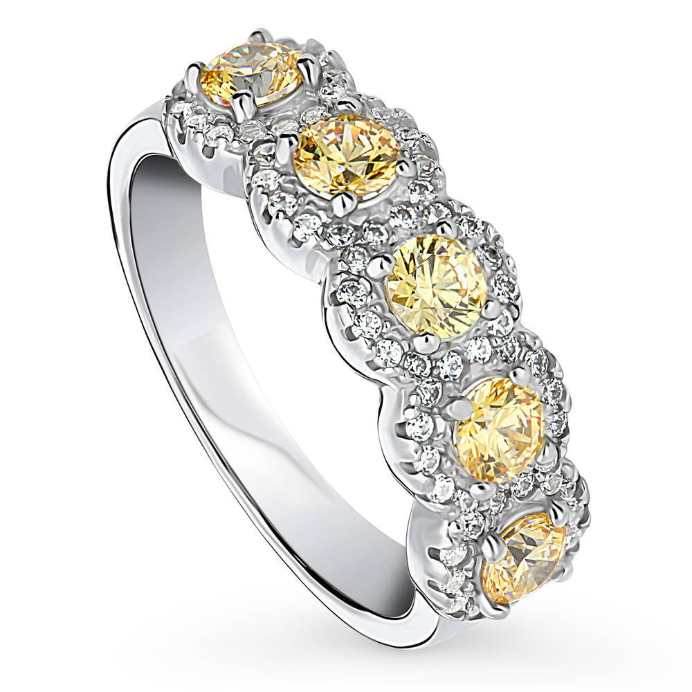 5-Stone Yellow CZ Ring in Sterling Silver