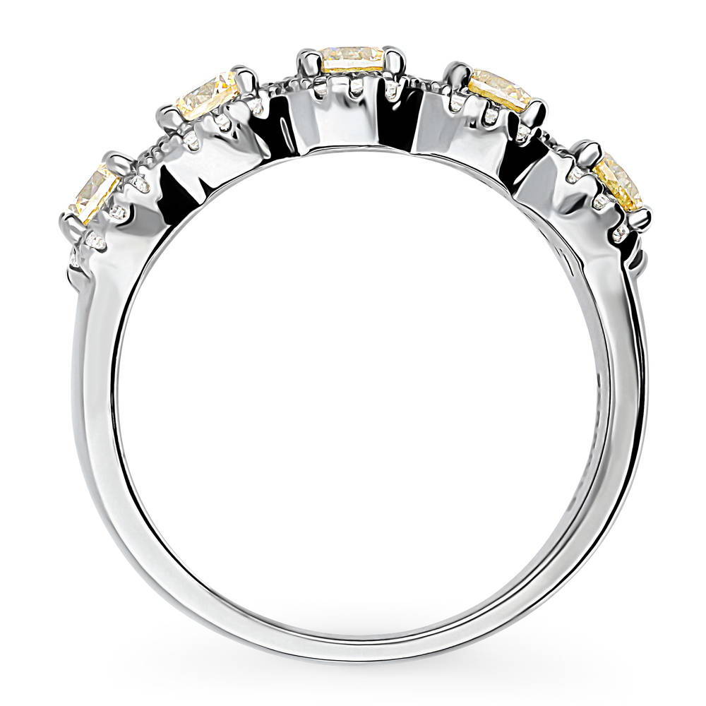 5-Stone Yellow CZ Ring in Sterling Silver