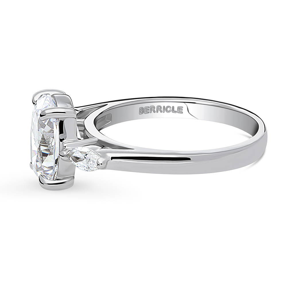 3-Stone Oval CZ Ring in Sterling Silver