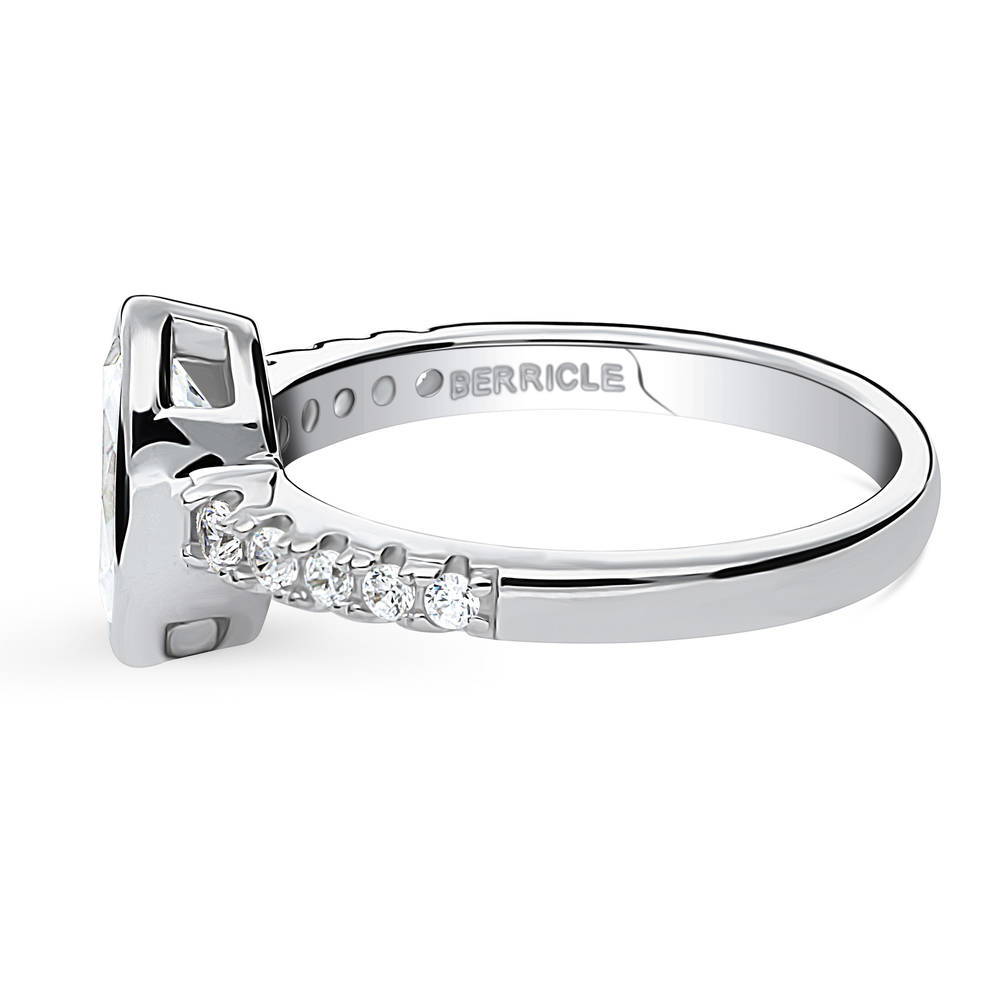 Solitaire 1.4ct Bezel Set Oval CZ Ring in Sterling Silver