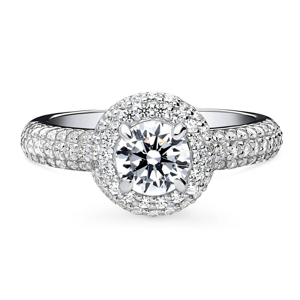 Halo Round CZ Ring in Sterling Silver