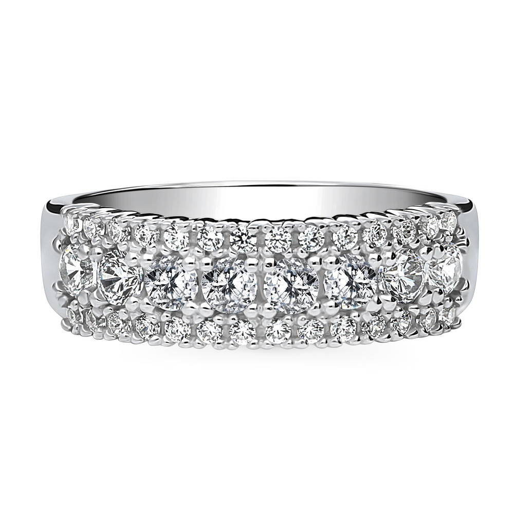 CZ Statement Half Eternity Ring in Sterling Silver