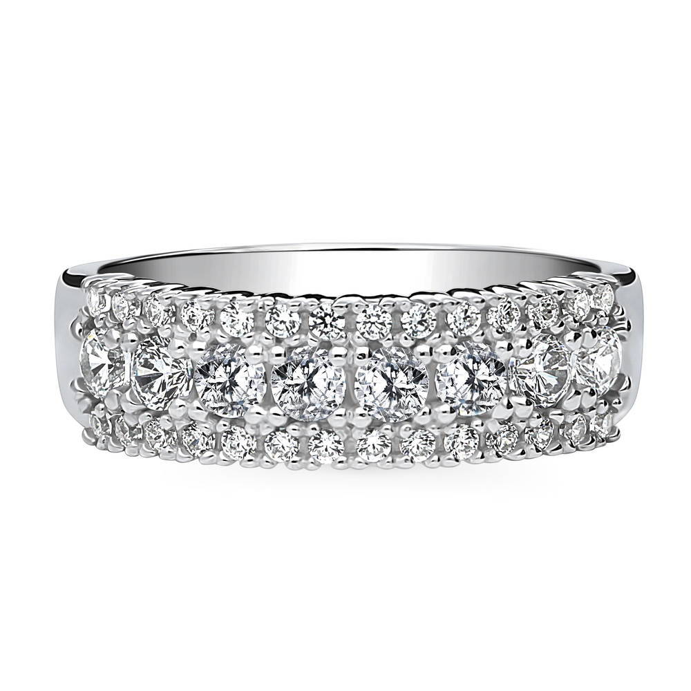 CZ Statement Half Eternity Ring in Sterling Silver, 1 of 8