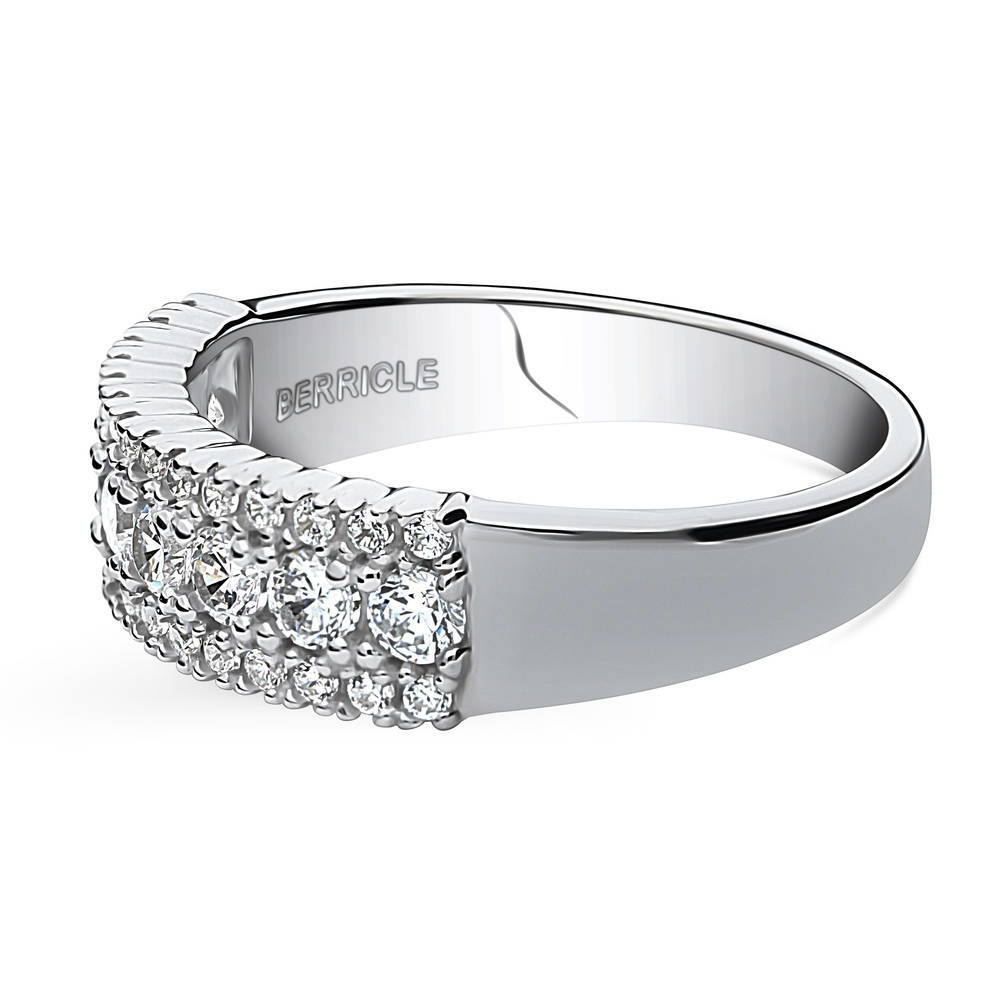 Angle view of CZ Statement Half Eternity Ring in Sterling Silver, 5 of 8