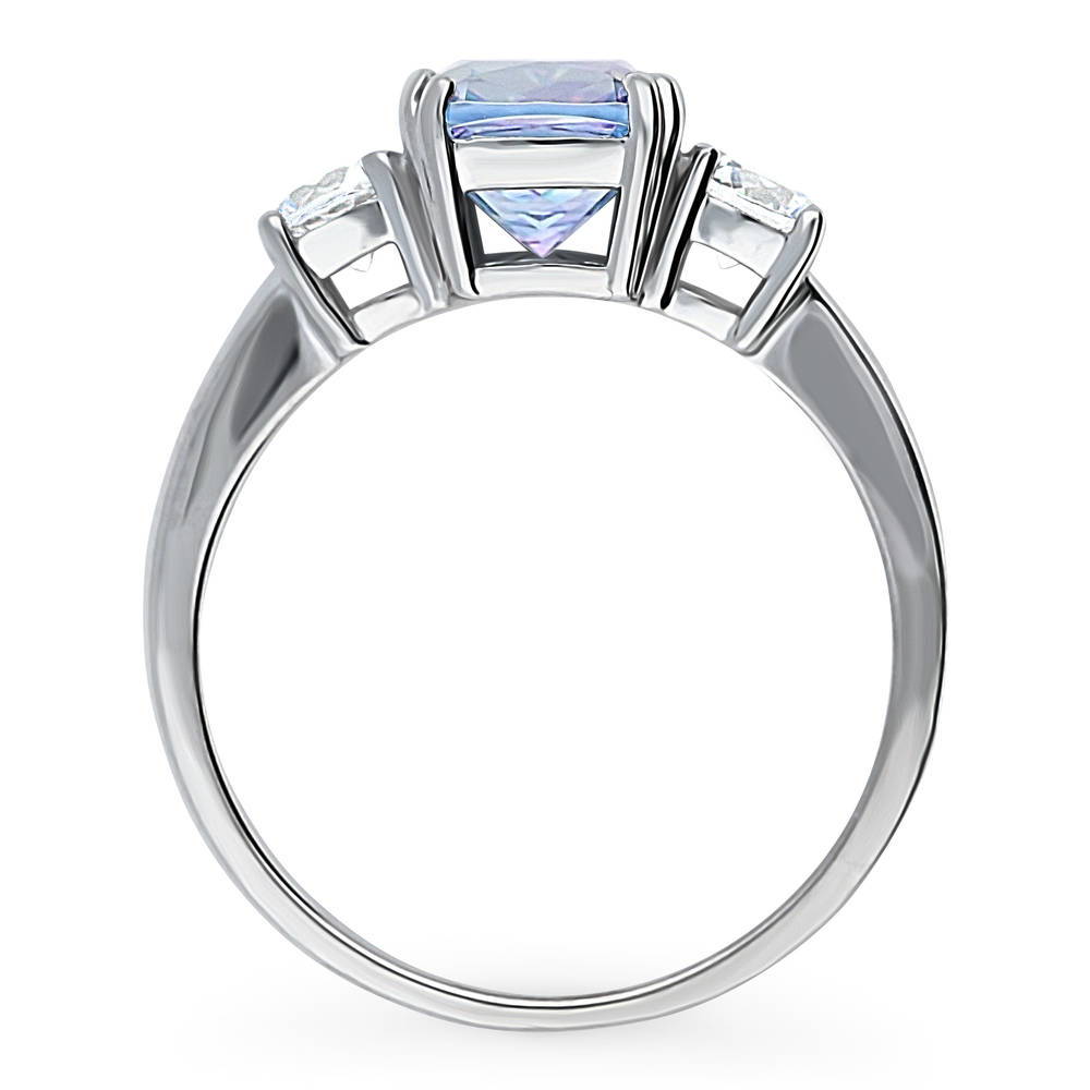 3-Stone Kaleidoscope 2ct Purple Aqua CZ Ring in Sterling Silver