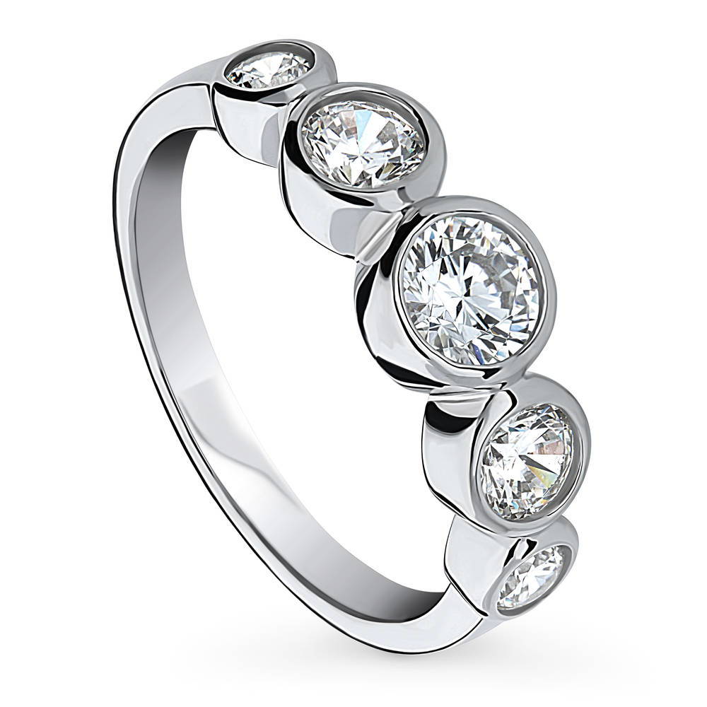 Front view of 5-Stone CZ Ring in Sterling Silver, 4 of 8