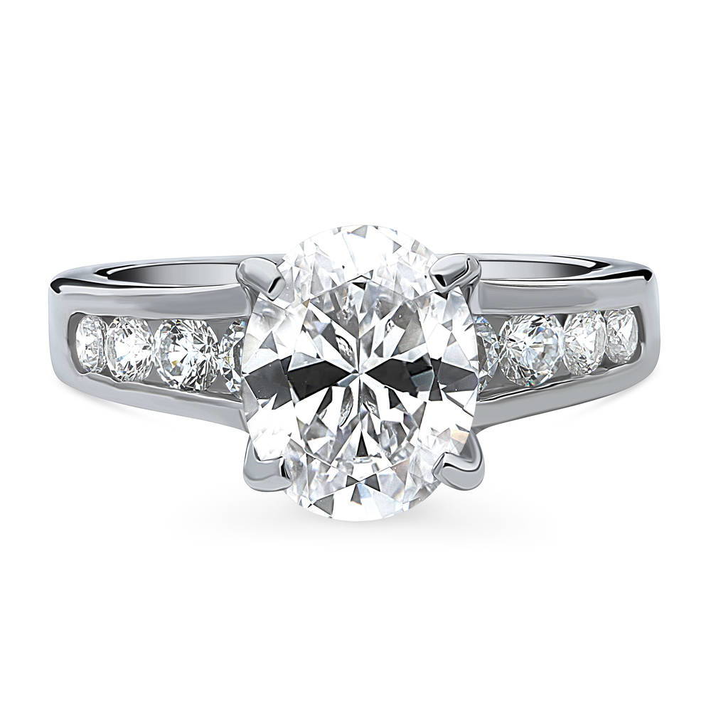 Solitaire 2.5ct Oval CZ Ring in Sterling Silver