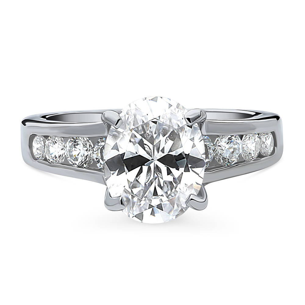 Solitaire 2.5ct Oval CZ Ring in Sterling Silver, 1 of 8