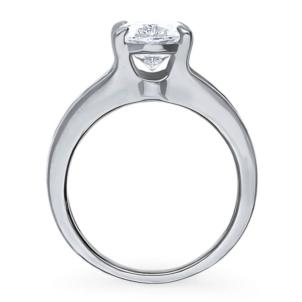 Alternate view of Solitaire 2.5ct Oval CZ Ring in Sterling Silver, 8 of 8