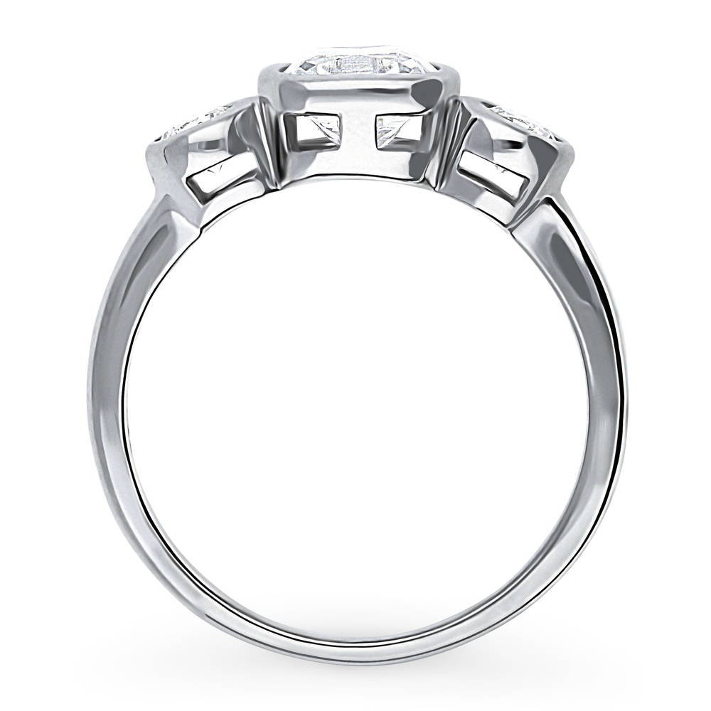 Alternate view of 3-Stone Cushion CZ Ring in Sterling Silver, 8 of 8