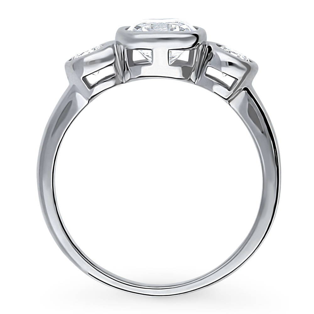 Alternate view of 3-Stone Step Emerald Cut CZ Ring in Sterling Silver, 8 of 8