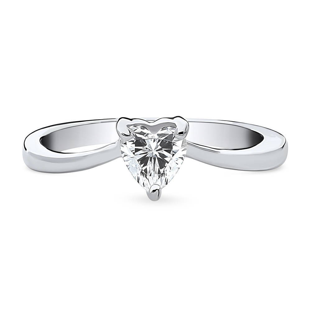 Solitaire Heart 0.4ct CZ Ring in Sterling Silver