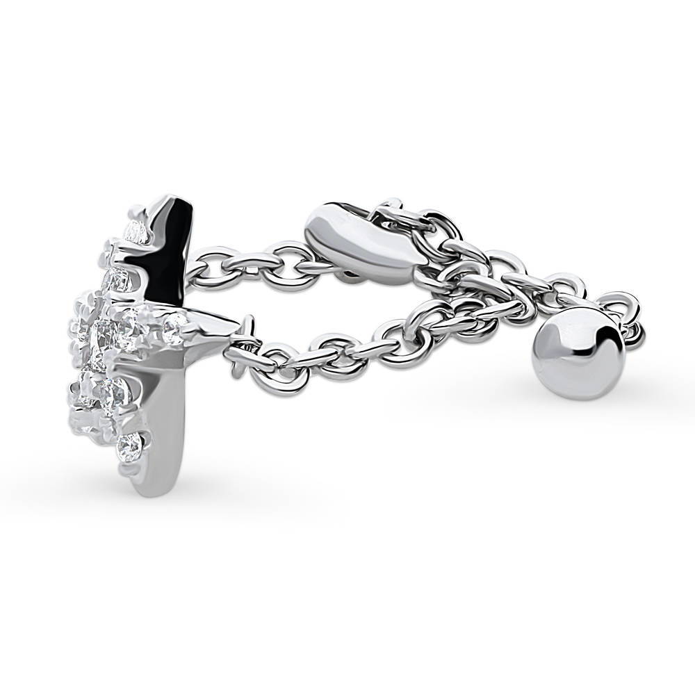 Starfish CZ Chain Ring in Sterling Silver