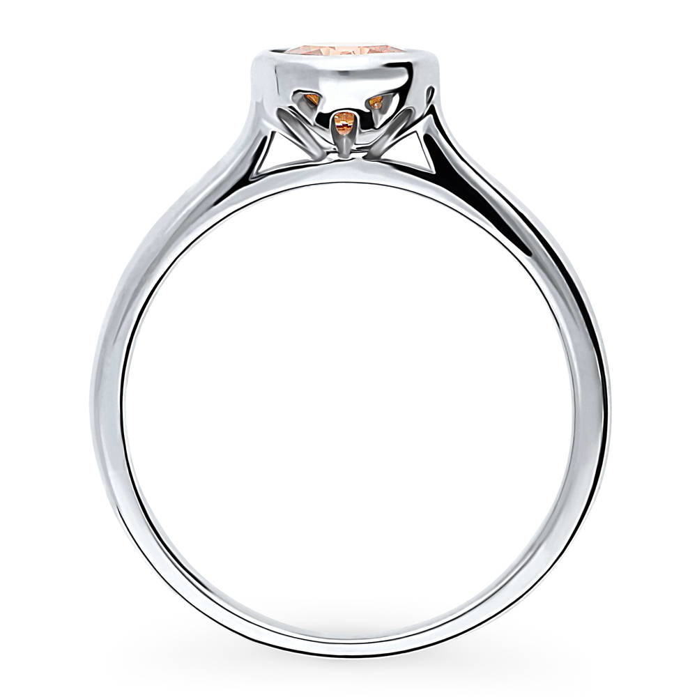 Alternate view of Solitaire Caramel Bezel Set Round CZ Ring in Sterling Silver 0.8ct, 8 of 8