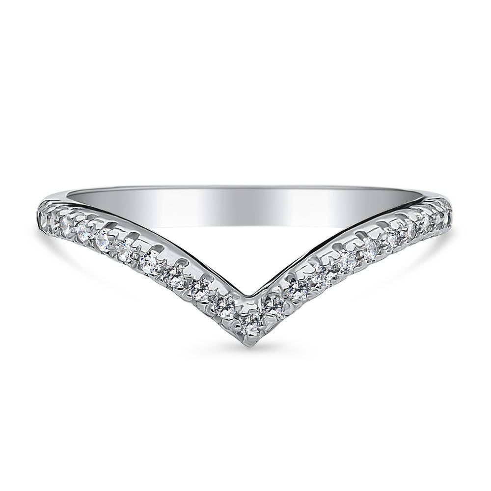 Wishbone CZ Curved Eternity Ring in Sterling Silver