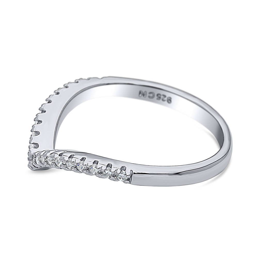 Wishbone CZ Curved Eternity Ring in Sterling Silver