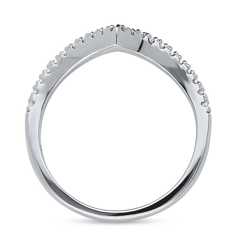Wishbone CZ Eternity Ring in Sterling Silver