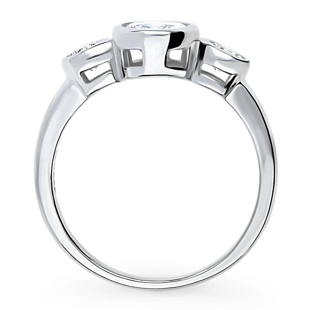 Alternate view of 3-Stone Oval CZ Ring in Sterling Silver, 8 of 8