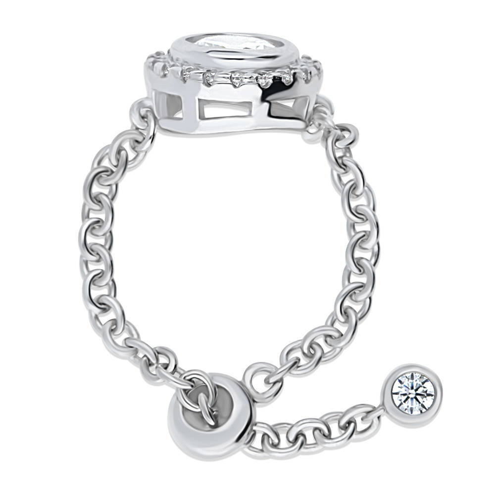 Halo Round CZ Chain Ring in Sterling Silver