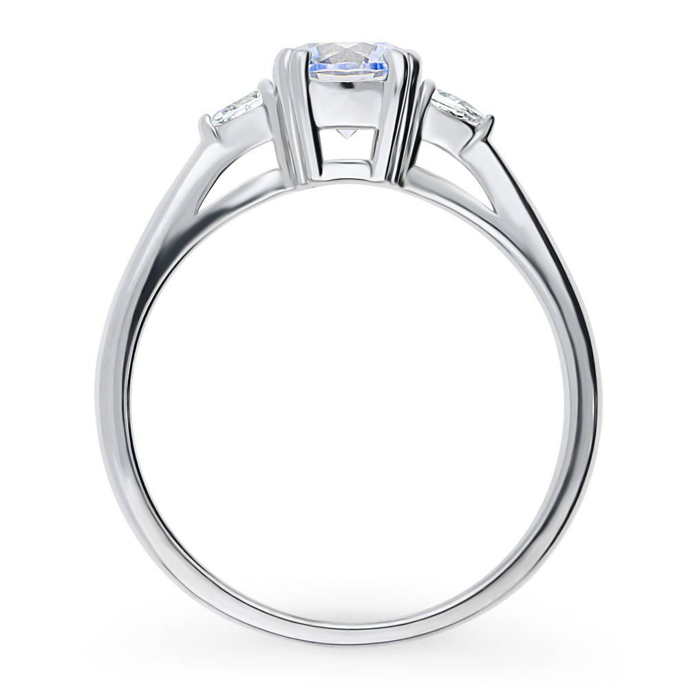 3-Stone Greyish Blue Round CZ Ring in Sterling Silver