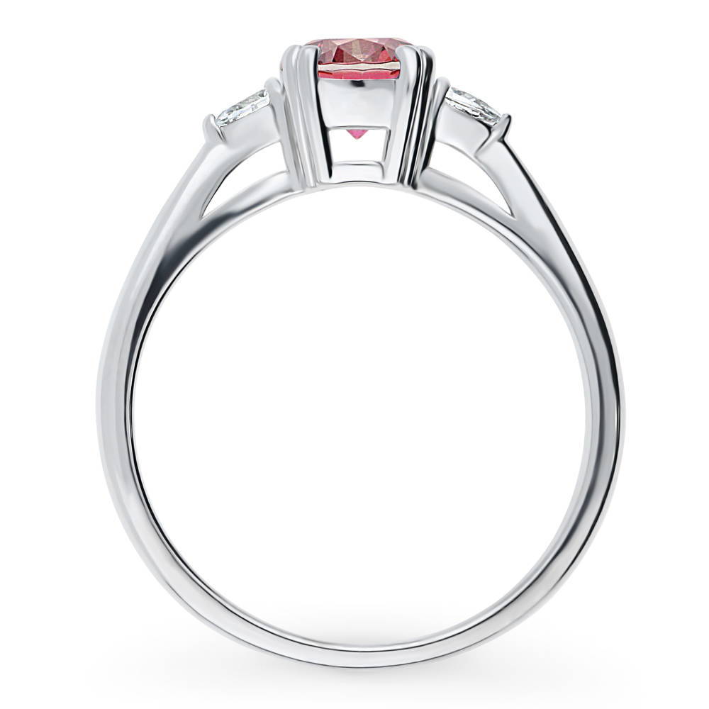3-Stone 0.8ct Red CZ Ring in Sterling Silver