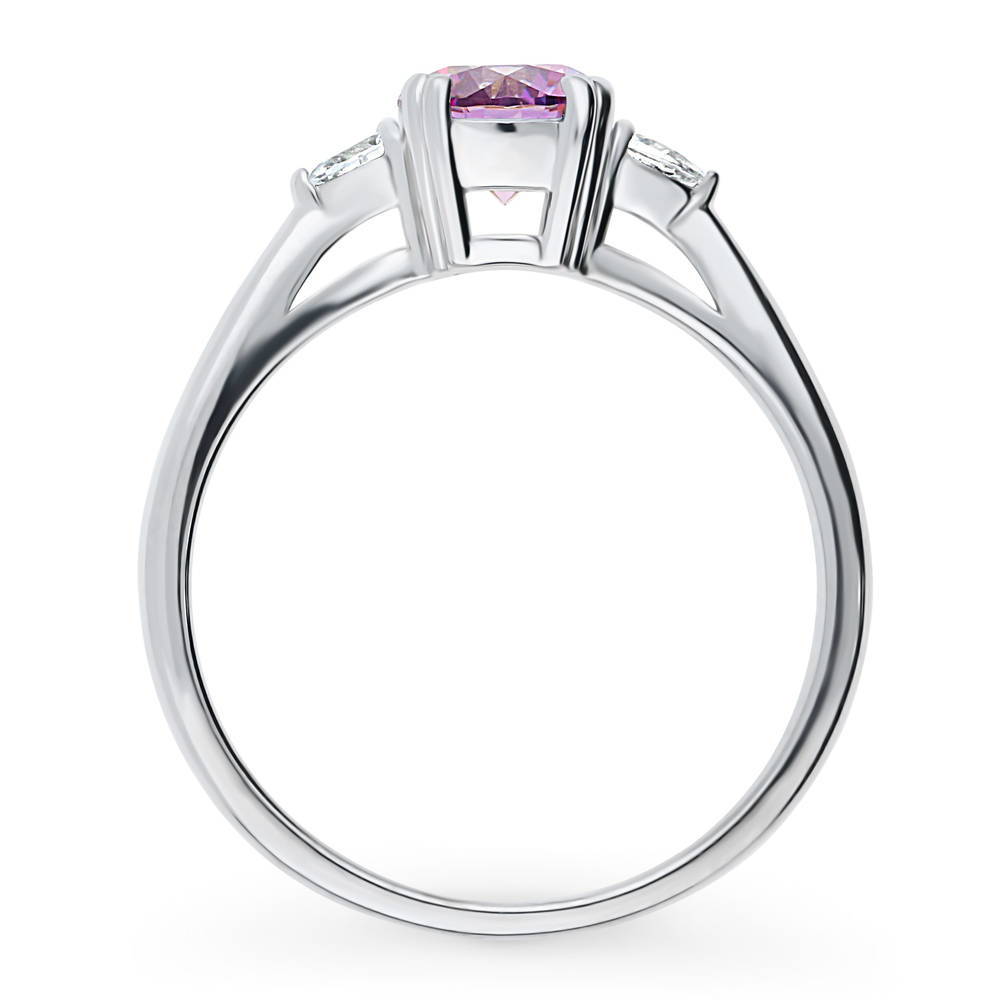 3-Stone 0.8ct Purple CZ Ring in Sterling Silver
