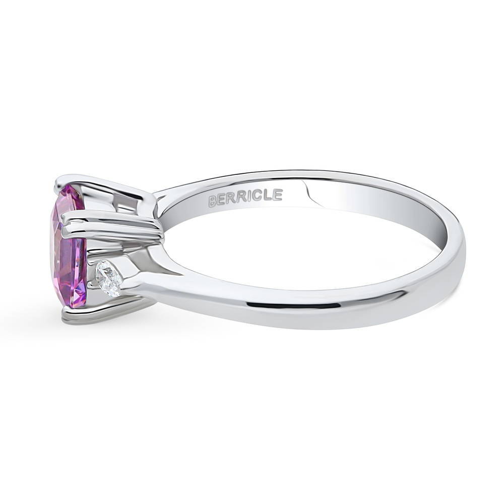 3-Stone Purple Princess CZ Ring in Sterling Silver