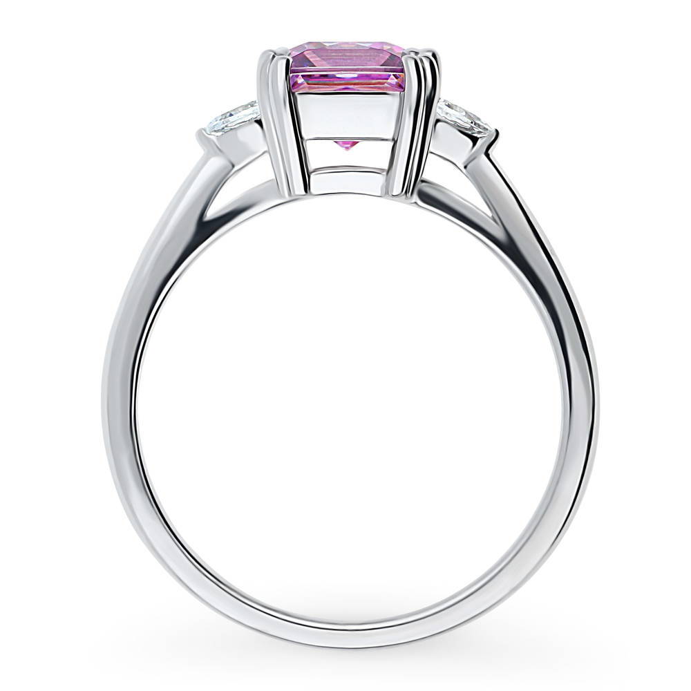 3-Stone Purple Princess CZ Ring in Sterling Silver