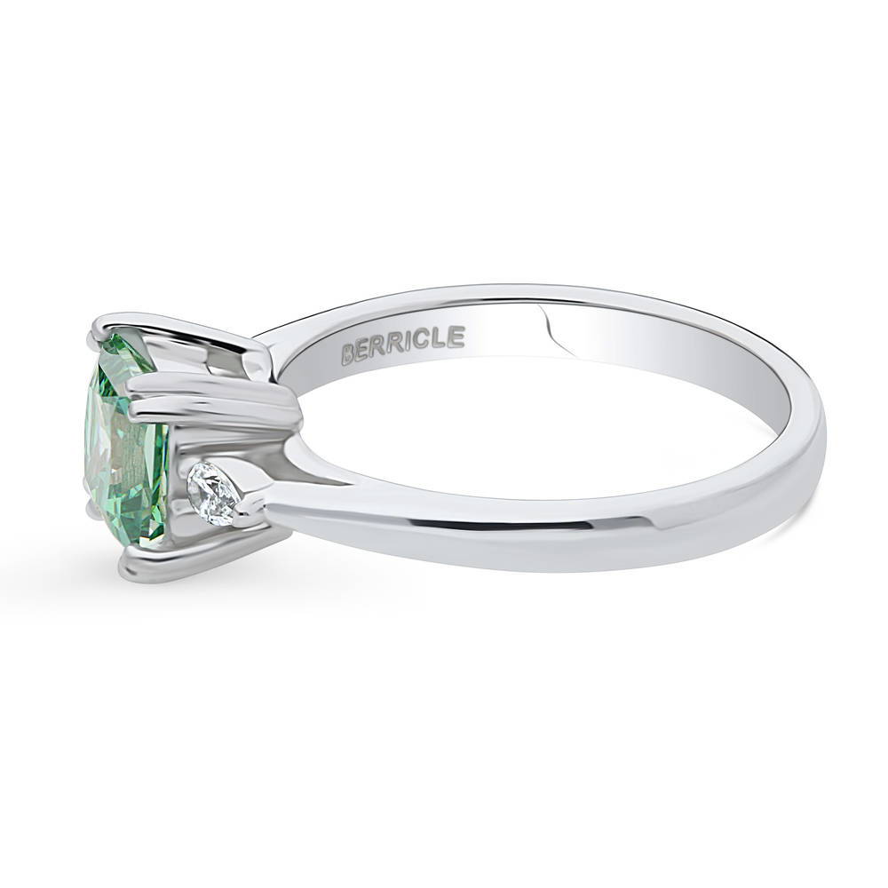3-Stone 1.2ct Green Princess CZ Ring in Sterling Silver