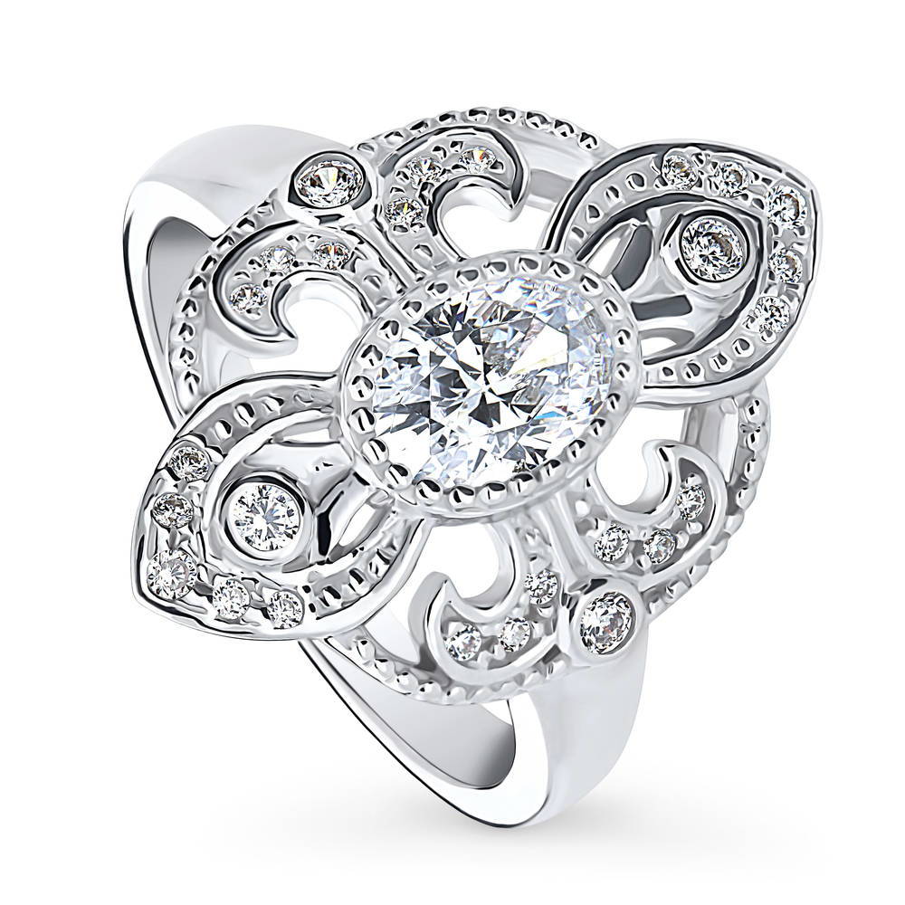 Front view of Milgrain CZ Ring in Sterling Silver, 4 of 8