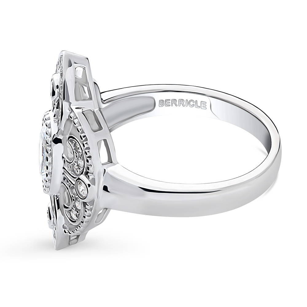 Angle view of Milgrain CZ Ring in Sterling Silver, 5 of 8