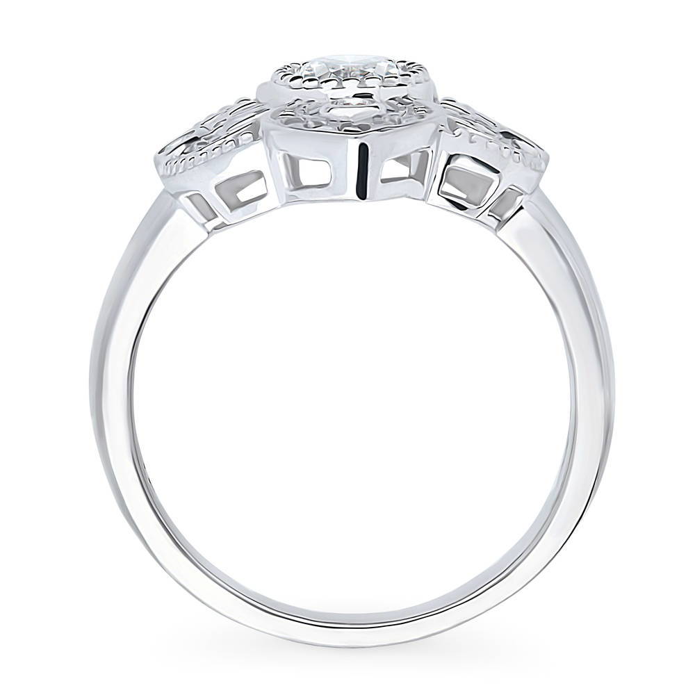 Milgrain CZ Ring in Sterling Silver