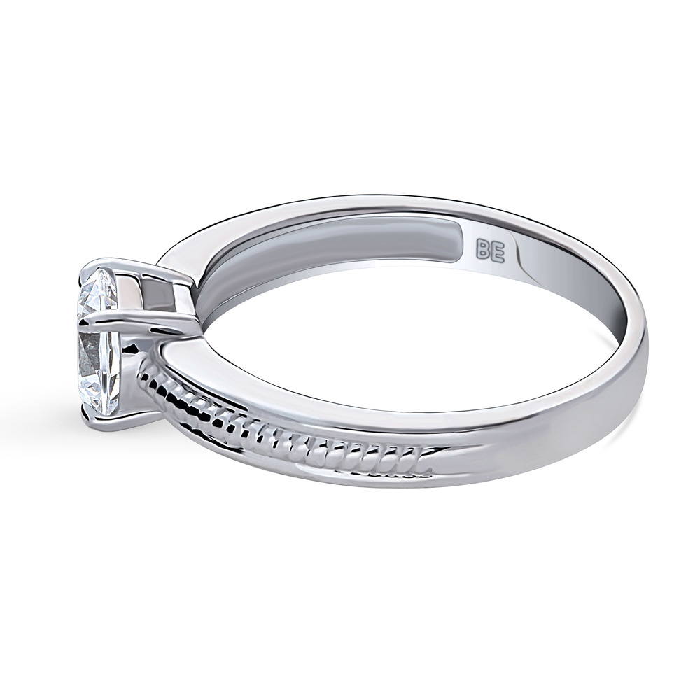 Solitaire Cable 0.8ct CZ Ring in Sterling Silver