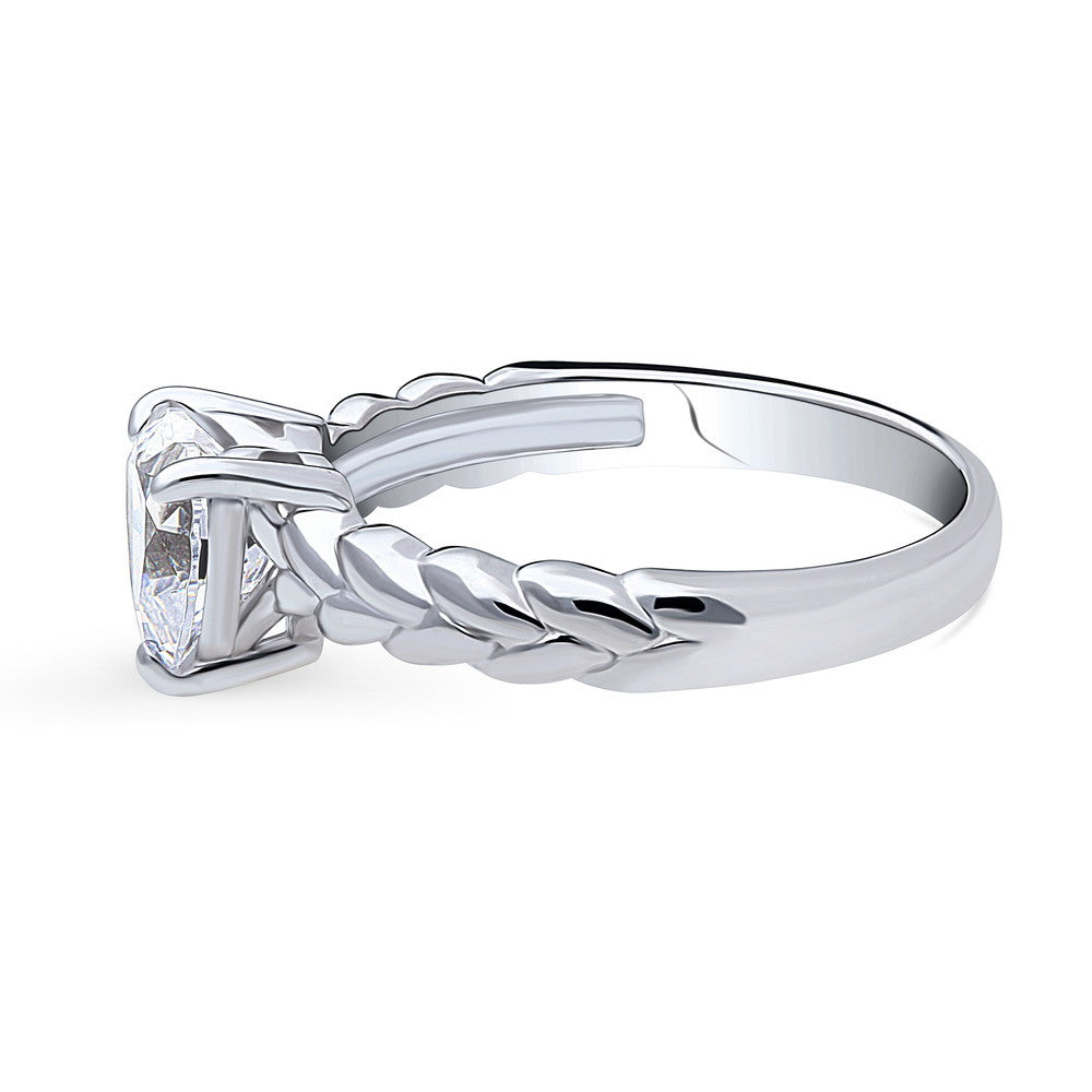 Woven Solitaire CZ Ring in Sterling Silver