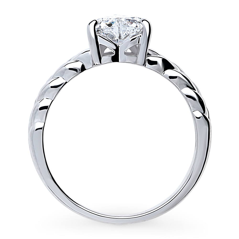 Woven Solitaire CZ Ring in Sterling Silver