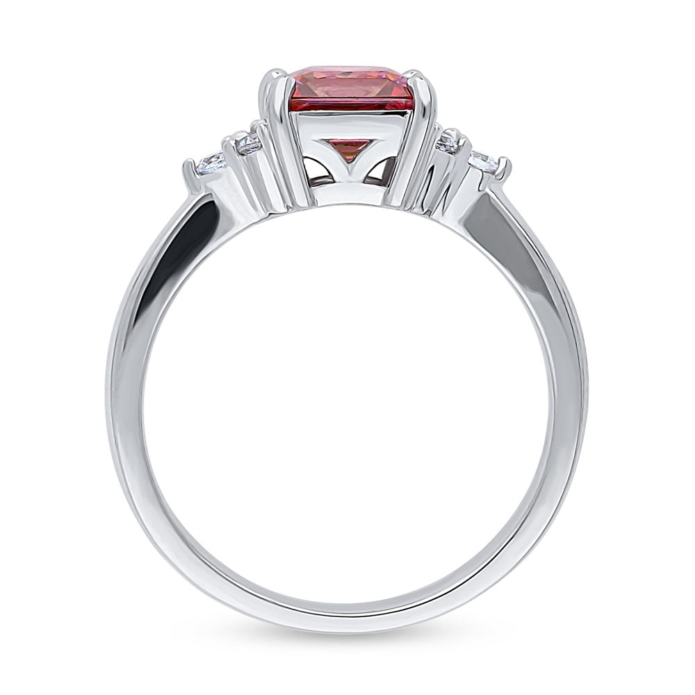 Alternate view of Solitaire Red Princess CZ Ring in Sterling Silver 1.2ct, 7 of 7