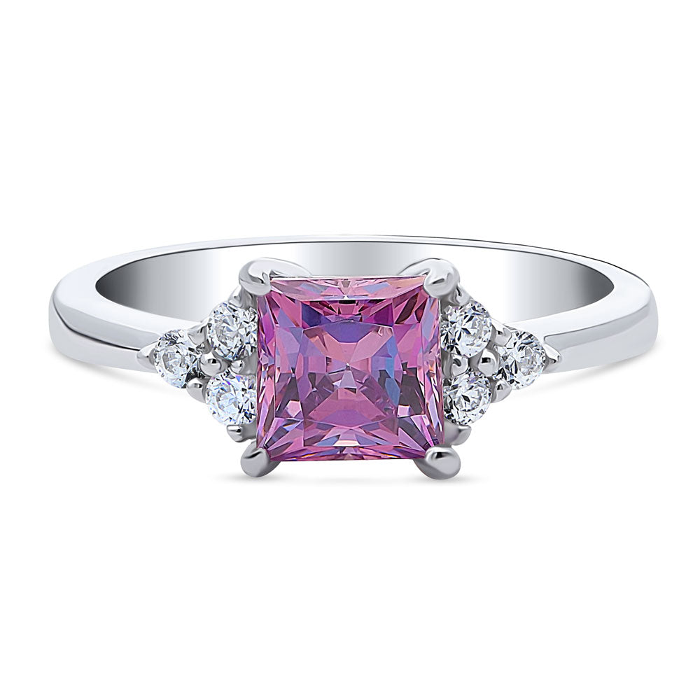 Solitaire Purple Princess CZ Ring in Sterling Silver 1.2ct, 1 of 7