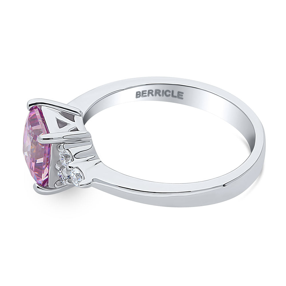 Angle view of Solitaire Purple Princess CZ Ring in Sterling Silver 1.2ct, 5 of 7