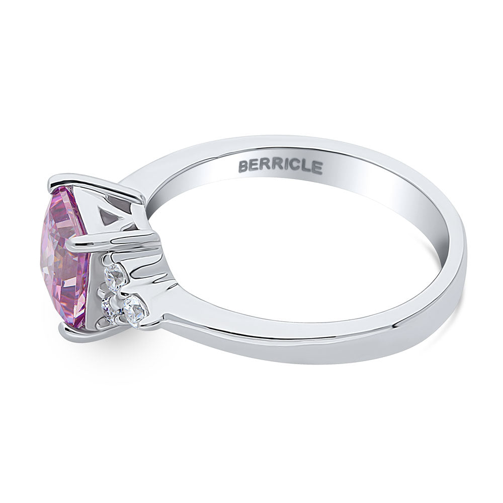 Solitaire 1.2ct Purple Princess CZ Ring in Sterling Silver