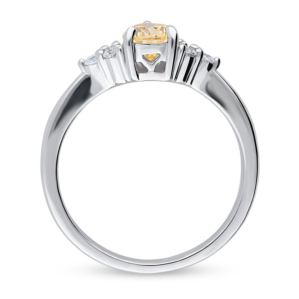 Solitaire Yellow Pear CZ Ring in Sterling Silver 0.8ct